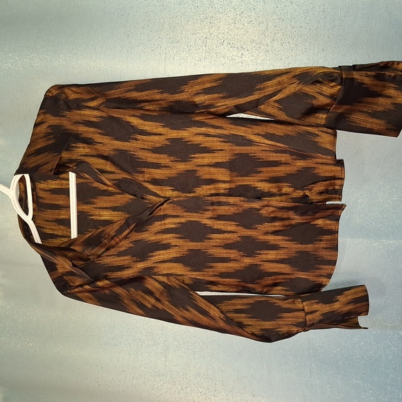 Mango Tops - Mango Women's Black and Brown‎ Patterned Blouse